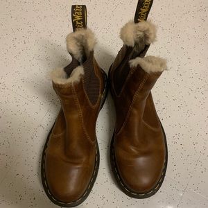 Dr. Marten’s Fur Lined Leonore Brown Chelsea Boot